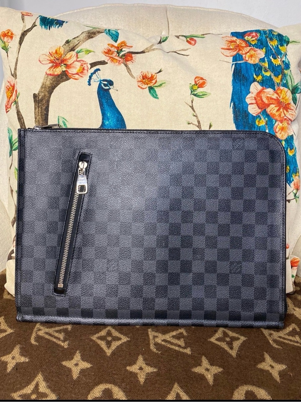 Louis Vuitton Damier Graphite Poche Documents Portfolio Clutch Bag Black